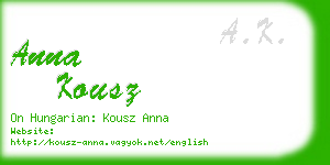 anna kousz business card